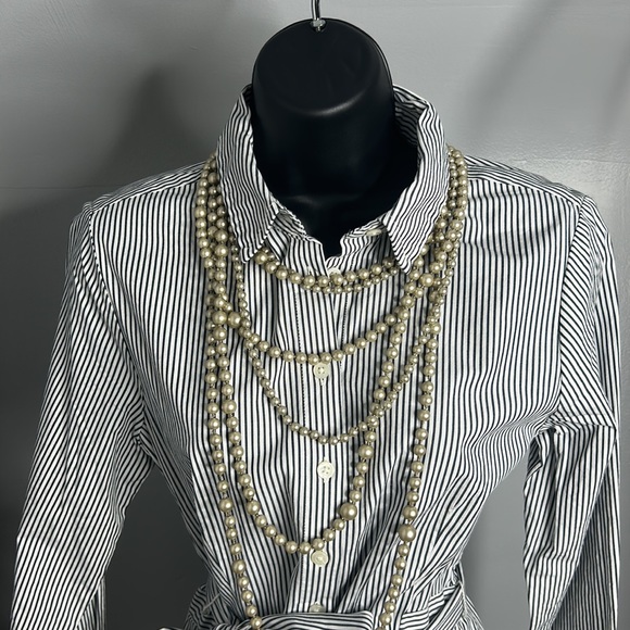 🆕 J. Crew Charcoal & White Button Down Long Sleeve Dress - Picture 2 of 7